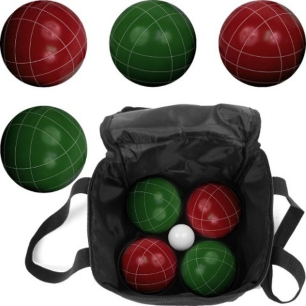 Toy Time Bocce Ball Set Outdoor Family Game for Backyard, Lawn, Beach | Includes Red and Green Balls and Case 654361ATQ